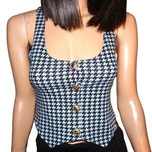 Delia"s Black Gray Gingham Vest S